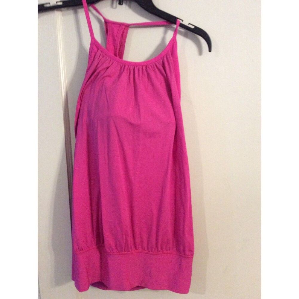 Lululemon Size 4 Tank Built in Bra Layered gathered back Dark Pink